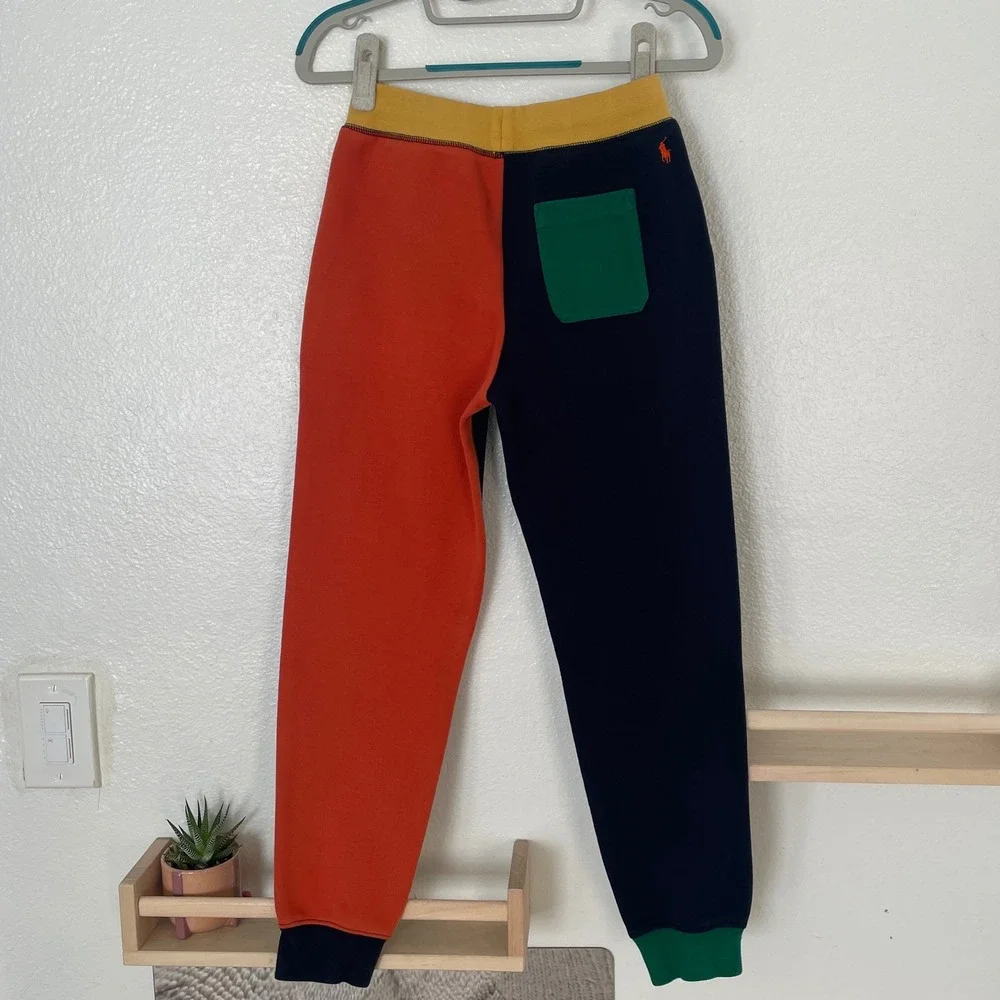 Polo Ralph Lauren Kids Colorblock Joggers Navy‎ Green Orange Yellow Size M 10-12